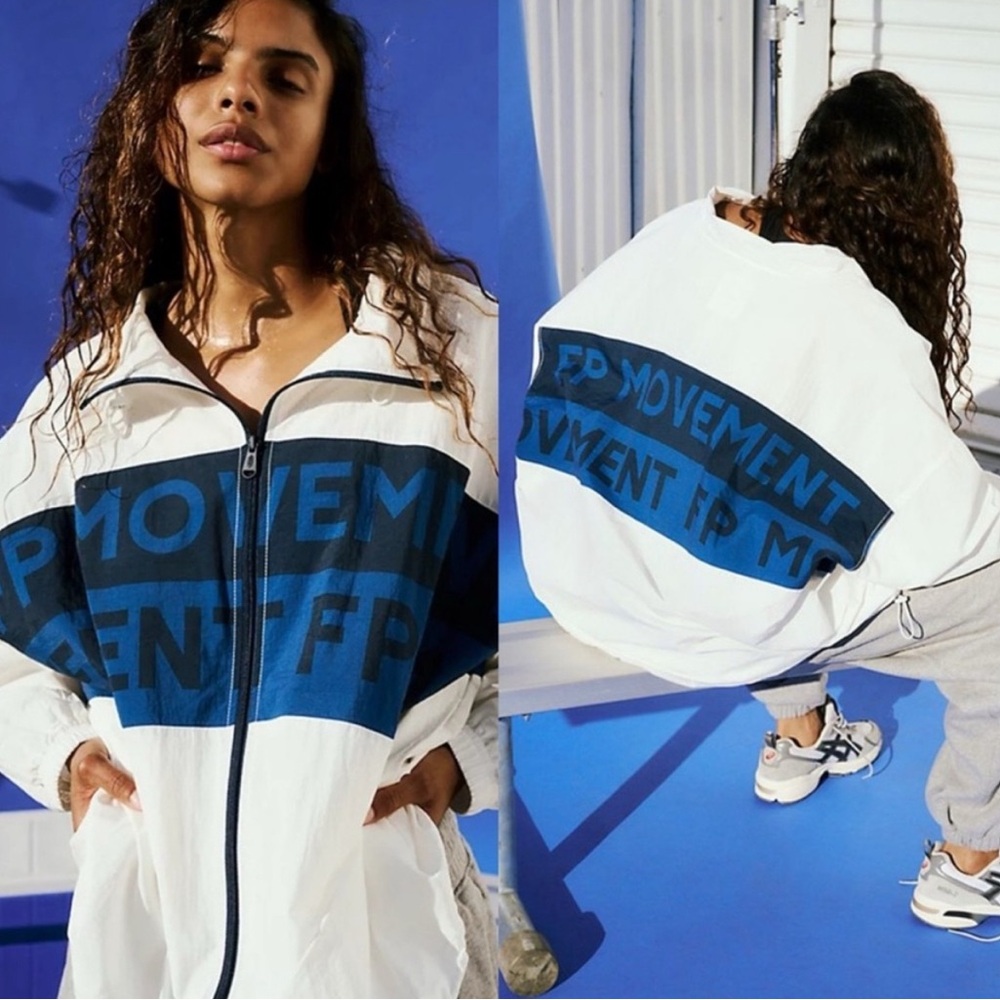 Free People Movement Perfect Ten Zip Up Logo Jacket NWOT Size L